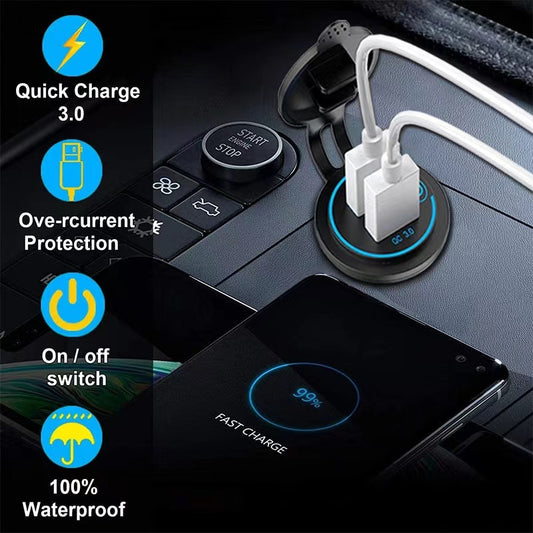 (2 PCS )45W Car USB Charger with Dual QC3.0 Fast Charging Ports - 12-24V Vehicle Power Adapter V888-ELOSUNG18047