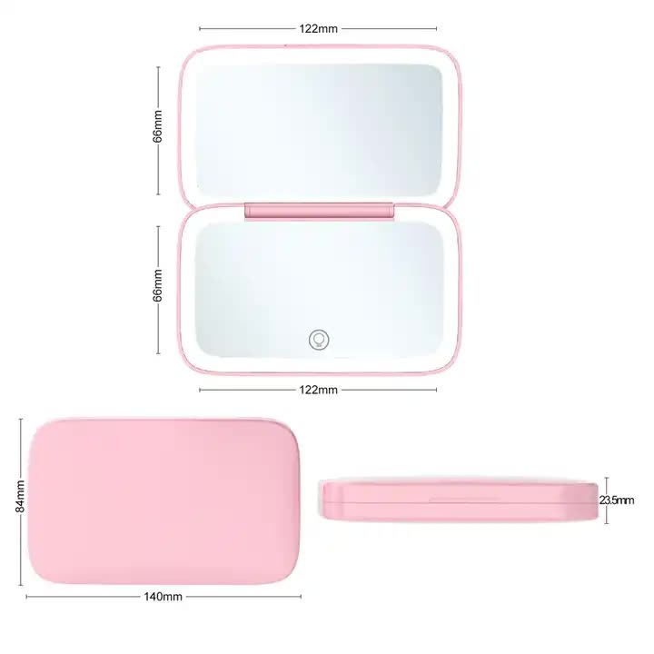 Black MR2326C Portable LED Illuminated Makeup Mirror - Foldable Lighted Vanity Mirror with 800mAh Battery V888-ELOSUNG18066