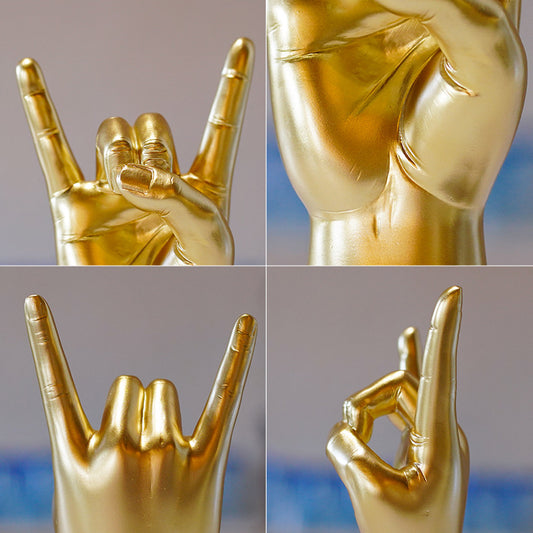 Black Right Hand Resin Rock and Roll Hand Figurine - Stylish Desk and Living Room Decor V888-ELOSUNG18255