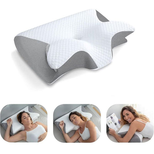 Cervical Memory Foam Pillow - Butterfly Contour Ergonomic Neck Support - 100% Slow Rebound Orthopedic Design V888-ELOSUNG18523