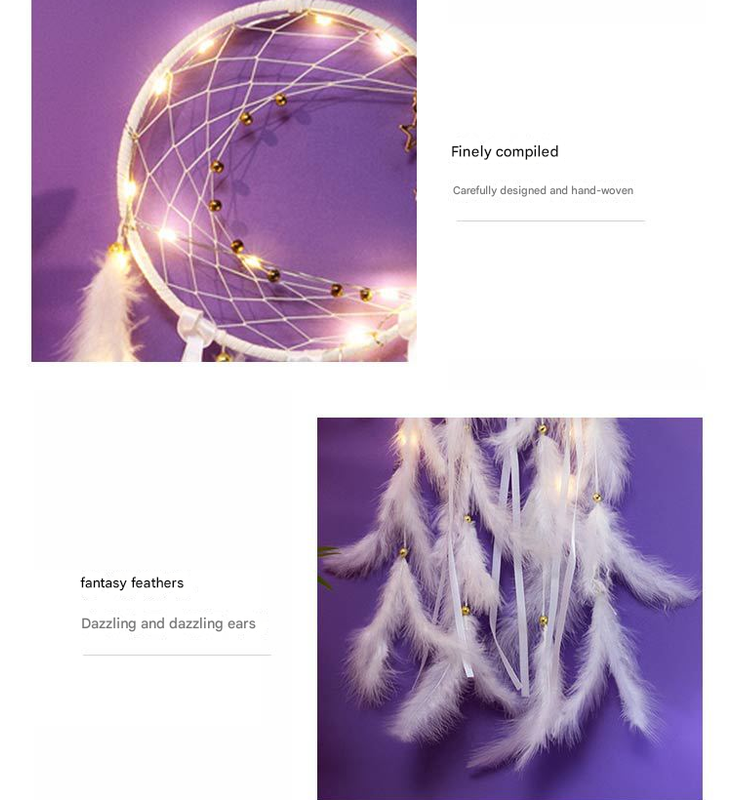 Multicolor With light 2 PCS Mystic Moon Dreamcatcher Wind Chime Pendant - Elegant Lunar Design with Soothing V888-ELOSUNG19918