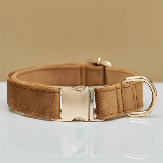 Light Brown Durable Dog Collar with Metal Buckle - Adjustable Nylon Pet Collar for Small to Large Dogs Size XS V888-ELOSUNG20395