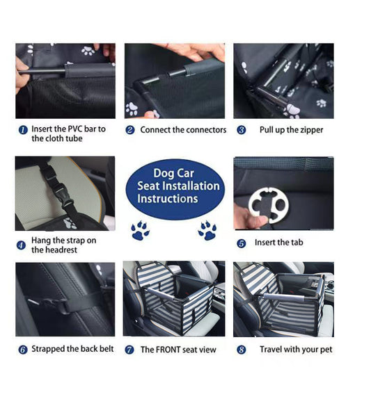Blue Easy Install Dog Car Seat - Mesh Booster for Small Pets V888-ELOSUNG20480