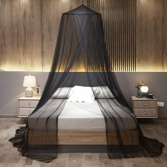 Black Hanging Princess Bed Canopy Mosquito Net - Dome Bedding for Dorm Rooms & Bedrooms (Fits 1.5m-1.8m Beds) V888-ELOSUNG21274