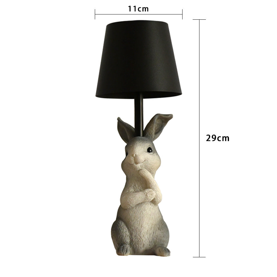 White Bunny White Lampshade Adorable Rabbit Resin Table Lamp - 3-Color LED, USB Rechargeable, Touch Dimming V888-ELOSUNG21689
