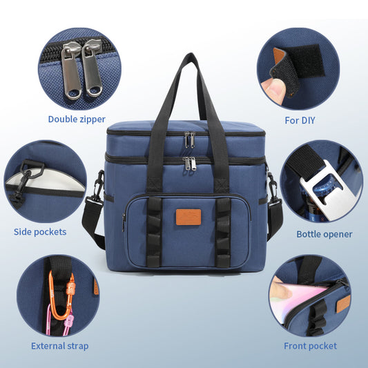 Black 23L Extra Large Insulated Cooler Bag with Double Layers - Perfect for Camping, Picnics, and Outdoor V888-ELOSUNG21914