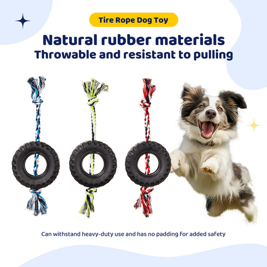 Blue Interactive Tire Rope Dog Toy - Heavy Duty Chew Toy for Dental Health & Play V888-ELOSUNG22697