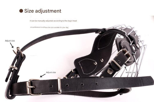 Black Metal Basket Dog Muzzle - Anti-Bite & Anti-Barking - XL V888-ELOSUNG22768