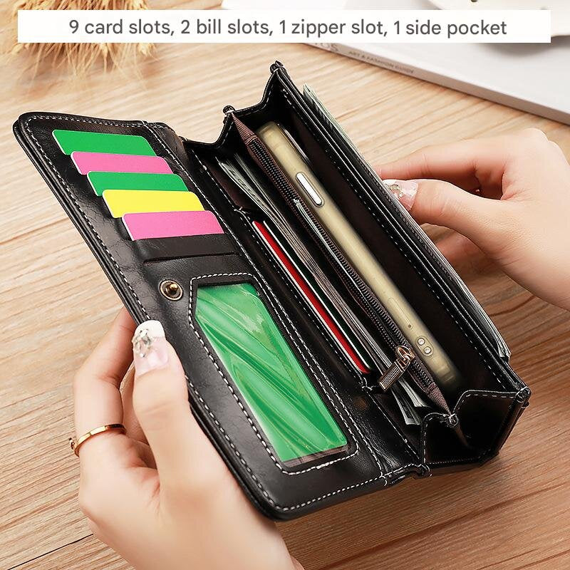 Pink Classic Long Bifold Wallet for Women - Large Capacity Card Holder V888-ELOSUNG22790
