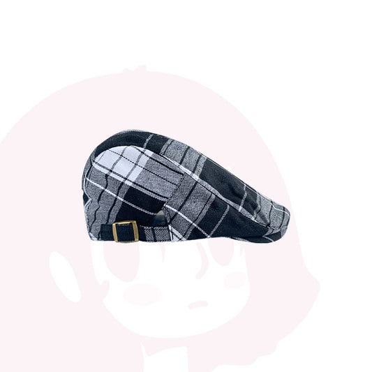 2-PCS Black Lightweight Checkered Flat Cap - Adjustable Retro Driver Hat for Men & Women V888-ELOSUNG22876