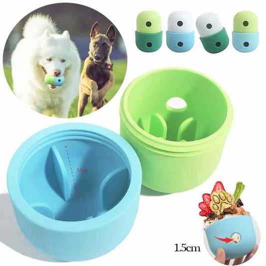 2 Pcs Green And Blue Interactive Pet Treat Dispensing Ball - Food-Grade Silicone Rolling Toy for Dogs with V888-ELOSUNG23383