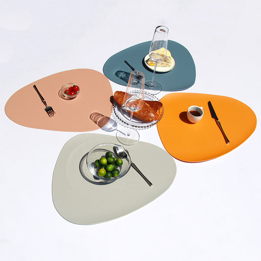 4 Pcs Orange Nordic-Style PVC Leather Placemats Set of 4 - Waterproof, Heat-Resistant, and Oil-Proof V888-ELOSUNG23578