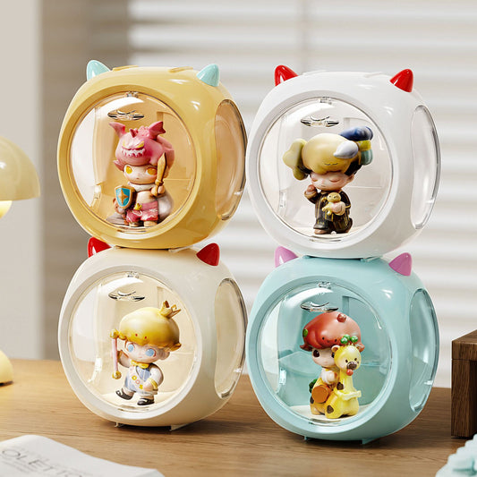Beige And Red Horn Acrylic Blind Box Display Case - Transparent Dustproof Storage for Figures and V888-ELOSUNG23786