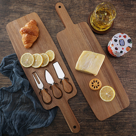 Brown And Black Premium Acacia Wood Cheese Board Set | Charcuterie Platter with 3 Stainless Steel Knives V888-ELOSUNG23800
