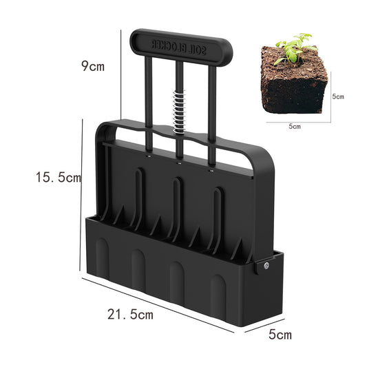 Black Manual Soil Blocker Tool - 5 x 5cm Block Maker for Seed Starting V888-ELOSUNG23940