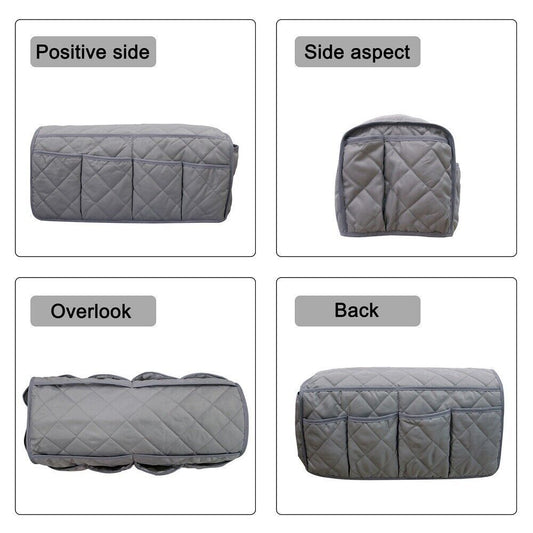 2 Pcs Black Quilted Sofa Armrest Organizer Caddy - Multi-Pocket Remote Control Holder Bag V888-ELOSUNG23947