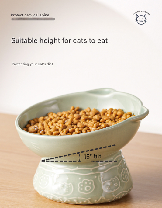 White Vintage Slow Feeder Ceramic Pet Bowl - Anti-Choke Wide-Mouth Design for Cats & Dogs, Prevents Black Chin V888-ELOSUNG24206