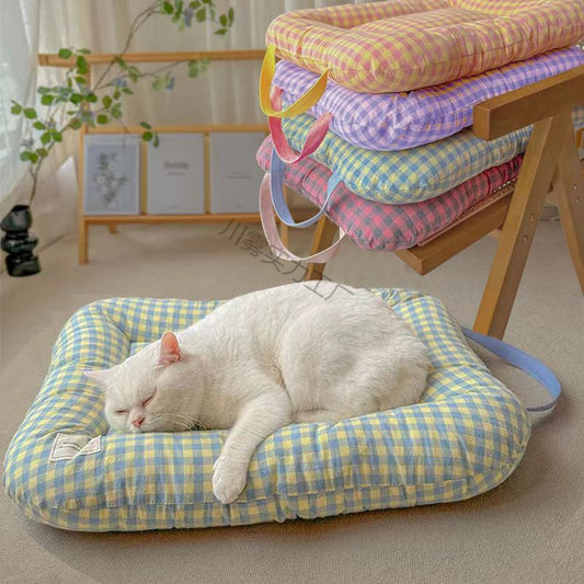 XS Yellow-blue All-Season Pet Bed - Soft Washable Dog & Cat Mat with Comfortable Cushion - Warm Winter V888-ELOSUNG24522