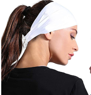 Black 5-Pack Wide Sports Headbands for Women - Non-Slip Yoga Headwraps with Sweat-Wicking Fabric (88% V888-ELOSUNG24533