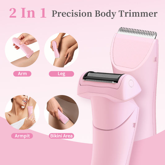 Pink 2-in Women's Electric Body & Bikini Trimmer Kit - Painless Ultra-Close Shaver V888-ELOSUNG24693