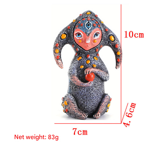 3PCS Two Eyes Fantasy Three-Eyed Alien Figurine Set - 3 Piece Resin Sculptures for Home & Garden Decor V888-ELOSUNG24941