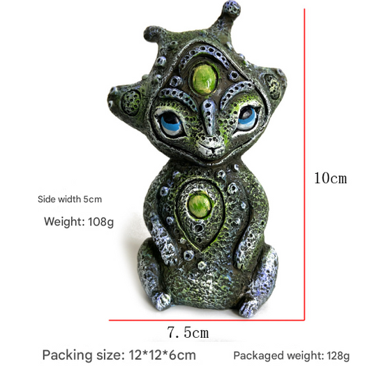 3PCS Four Eyes Fantasy Three-Eyed Alien Figurine Set - 3 Piece Resin Sculptures for Home & Garden Decor V888-ELOSUNG24943