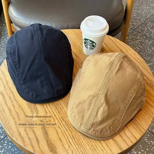 Retro Newsboy Cap - Unisex Vintage Flat Beret with Visor(Gray) V888-ELOSUNG25519
