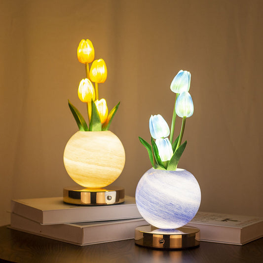 Blue Tulip Night Light - Floral Table Lamp for Bedroom Ambiance V888-ELOSUNG25599