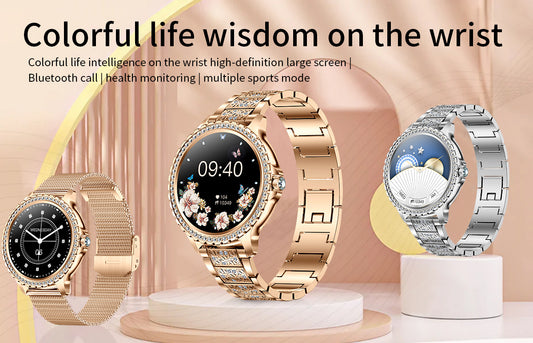 Elegant Women's Smartwatch,HD Touchscreen, Bluetooth Calls, Health Monitoring(Silver) V888-ELOSUNG25993