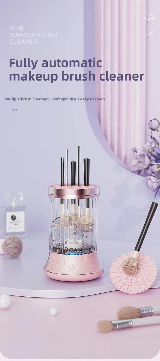 Pink Electric Makeup Brush Cleaner & Dryer Machine - Automatic Spinner Tool (Plug-in model) V888-ELOSUNG26018