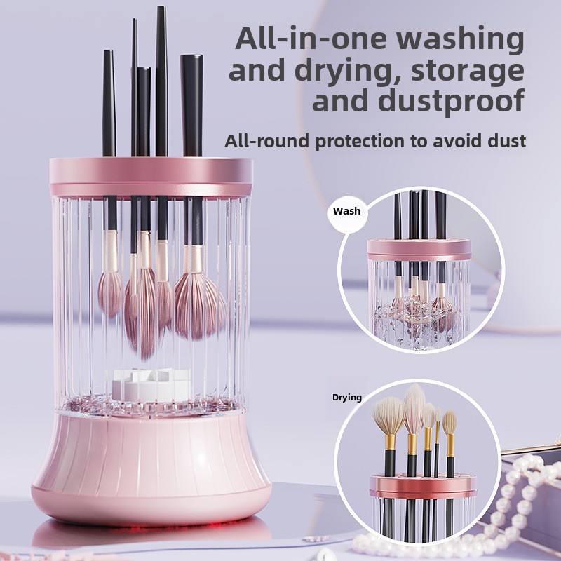Pink Electric Makeup Brush Cleaner & Dryer Machine - Automatic Spinner Tool (Plug-in model) V888-ELOSUNG26018