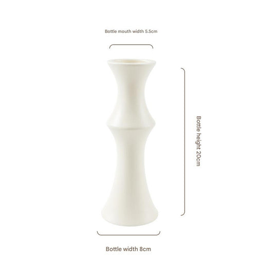 Matte White Ceramic Vase - Unique Bamboo Shape Design (20x8x5.5cm) V888-ELOSUNG26228