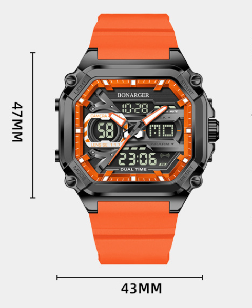 Orange Men's Dual Display Watch - Dual Time Digital Analog Waterproof Sports Watch V888-ELOSUNG26286