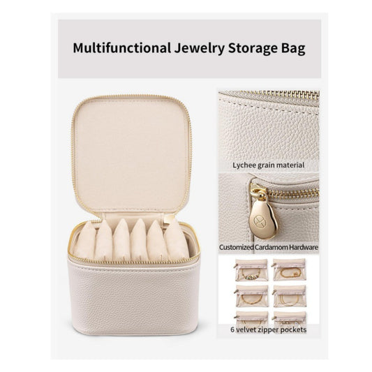 Green Compact Travel Jewelry Box with 6 Individual Velvet Zipper Pouches V888-ELOSUNG26474