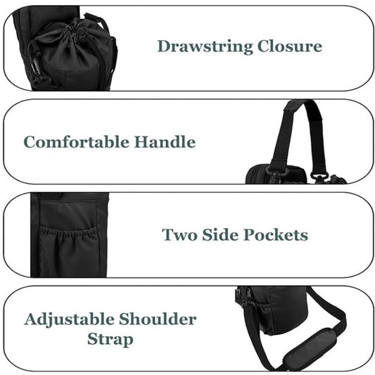 Beige Portable Crossbody Water Bottle Holder with Multiple Pockets - Thermal Cooler Bag V888-ELOSUNG26717