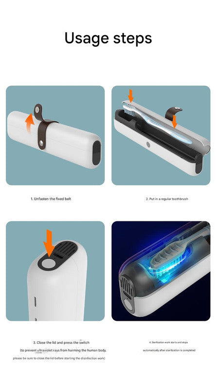 Travel UVC Toothbrush Sanitizer Box - Magnetic Closure, Rechargeable V888-ELOSUNG26805