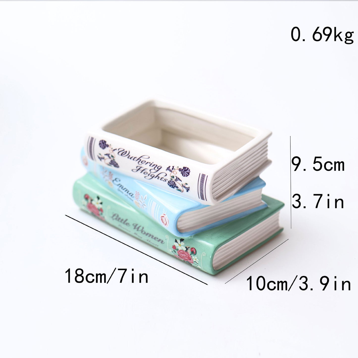 Literary Book Vase - Creative Ceramic Planter & Desk Organizer(Stack of books) V888-ELOSUNG26929