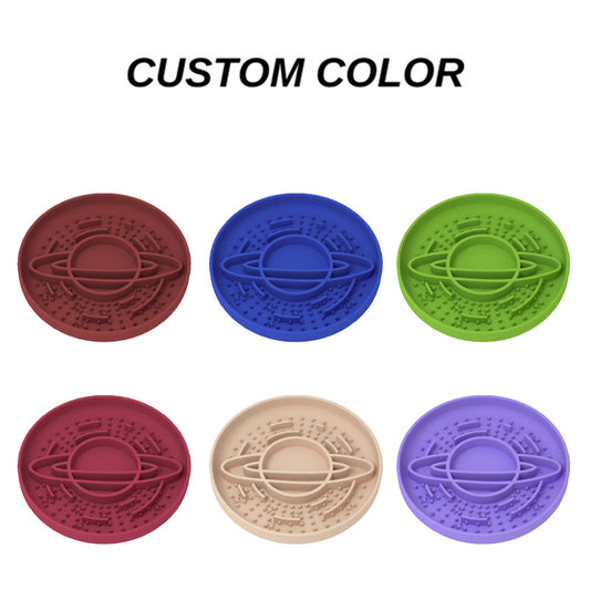 Apricot Silicone Planet Slow Feeder Dog Bowl - 2-in-1 Anti-Choke Lick Mat for Healthy Eating & Fun V888-ELOSUNG27689