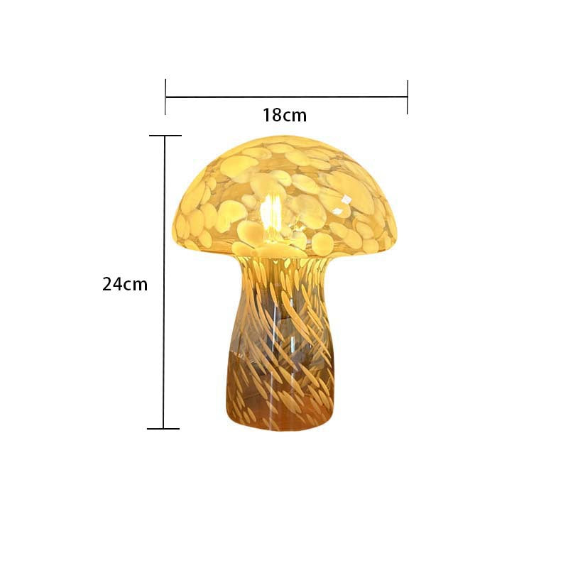 Yellow Charming Retro Glass Mushroom Table Lamp - Vintage Nordic Style Bedside Light V888-ELOSUNG27753