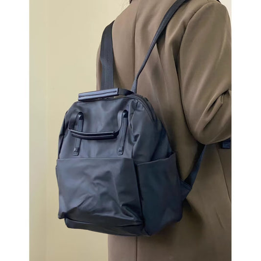 Size L Black Stylish Waterproof Nylon Backpack - Lightweight, Multi-Pocket for Travel, Commute & Daily Use V888-ELOSUNG27849