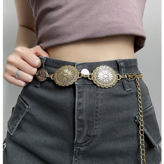 Large & Small Piece Waist Chain-Silver Set of 4 Bohemian Ethnic Style Metal Waist Chains - Versatile Fashion V888-ELOSUNG28084