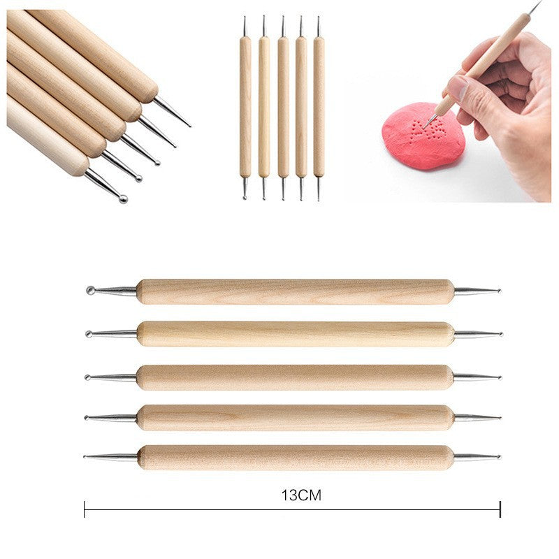 32-Piece Pottery Tool Set with Cloth Bag - DIY Clay Sculpting Kit for Kids V888-ELOSUNG28443