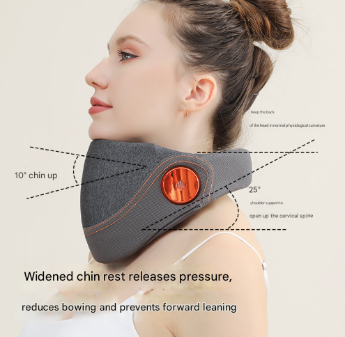 Remote Control Grey Multi-Mode Cervical Traction Neck Massager with Heat Therapy V888-ELOSUNG28539