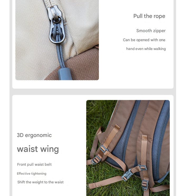 Brown 20L Lightweight Hiking Backpack for Camping, Travel, and Commuting V888-ELOSUNG28633