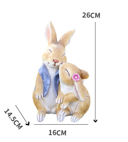 Kisses Rabbits Cute Rabbit Resin Garden Ornament - Charming Outdoor Decor V888-ELOSUNG28685
