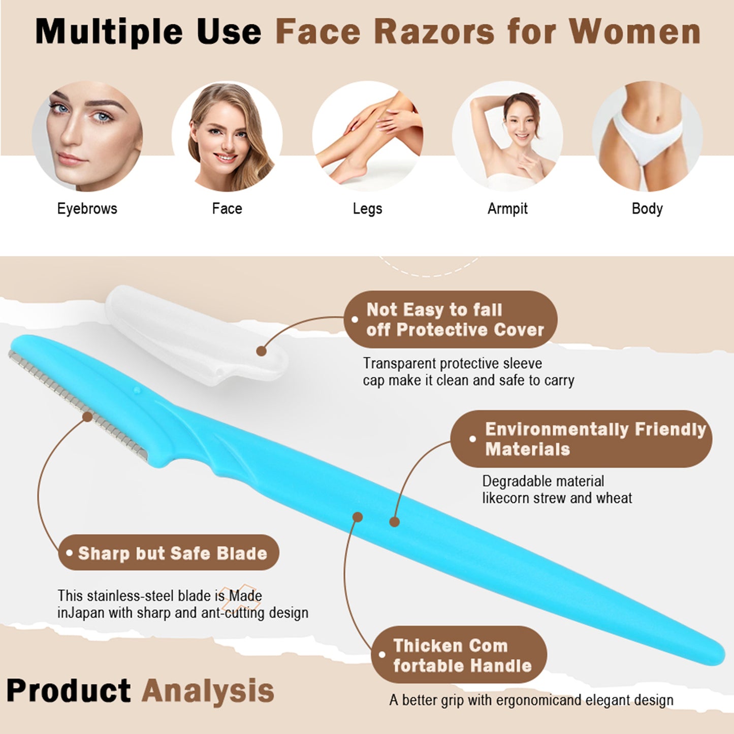 40-Piece Eyebrow Razor & Dermaplaning Tool Set(Colorful) V888-ELOSUNG29030