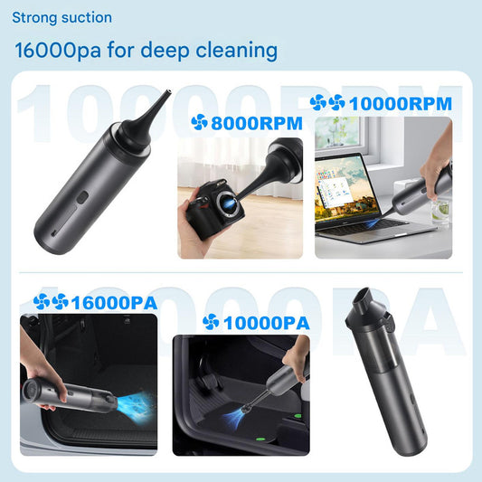 Portable Cordless Handheld Vacuum Cleaner - 16000Pa Suction, 3x2000mAh Battery, Multiple Attachments(black) V888-ELOSUNG29818