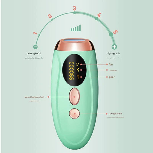 Advanced IPL Home Hair Removal System - 990K Flashes, 5 Levels, Auto/Manual Mode for Silky Skin(Light green) V888-ELOSUNG29891