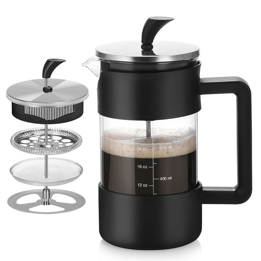 Black Classic 1000ml French Press Coffee & Tea Maker - Heat Resistant Borosilicate Glass, Stainless Steel V888-ELOSUNG32083