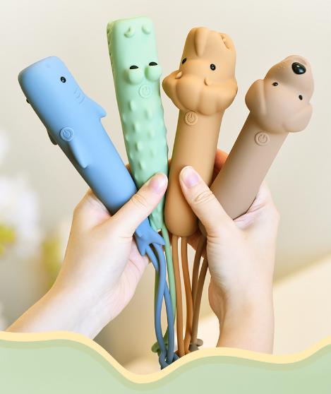 Blue Adorable Shark Silicone LED Flashlight for Kids - USB Rechargeable, Dimmable Brightness, Portable Night V888-ELOSUNG32112